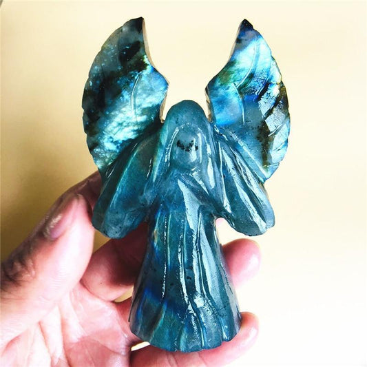 10cm natural quartz crystal labradorite carving angel family feng decorations shui energy body healing