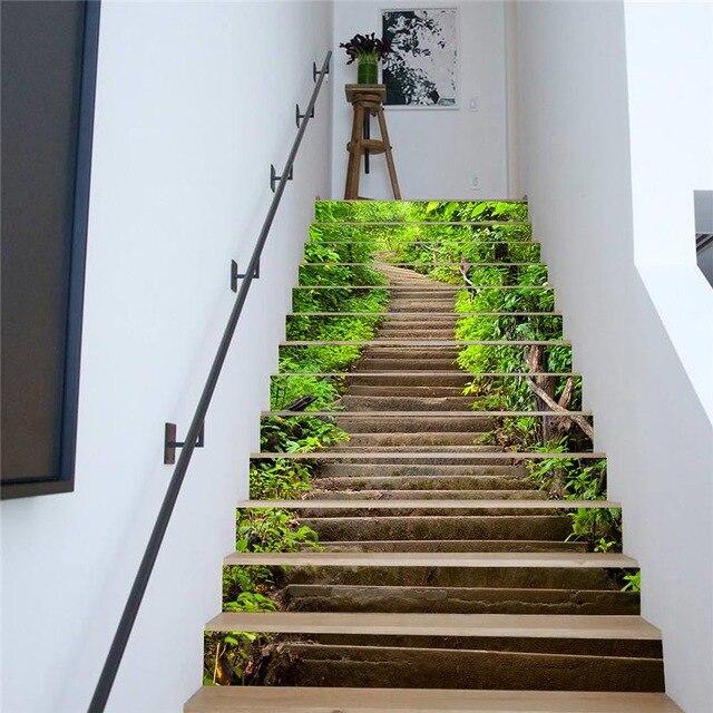 13pcs/set 3D Mountain Path Stair Stickers Waterproof Removable Self-adhesive Wall Floor Decal DIY Home Decor Decorative Sticker