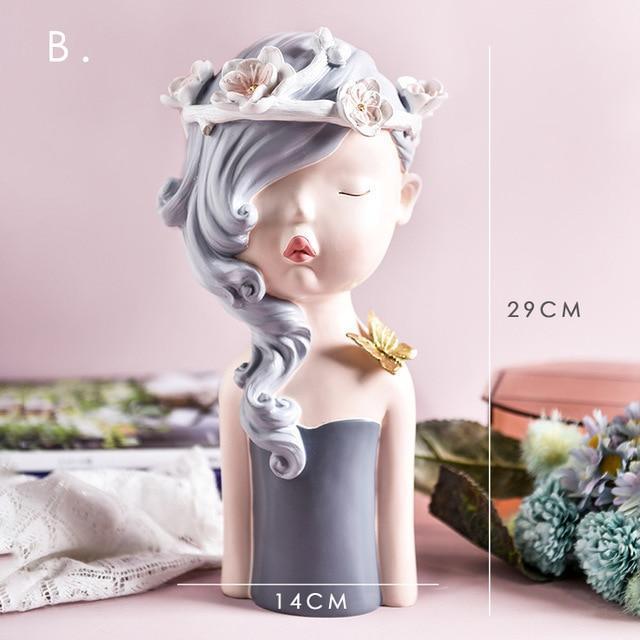 2020 New Arrial Nordic Ins Home Decorations People Statues Resin Figurines Flower Woman Sculpture Living Room Decoration Crafts