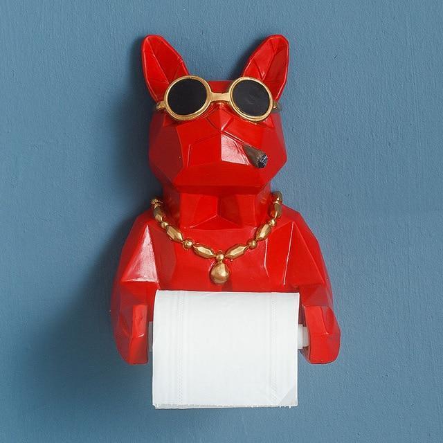 3D Animal Dog Statue Sculpture Wall Decor Tissue Holder Home Decoration Accessories Bathroom Hang Figurine Roll Paper Tissue Box