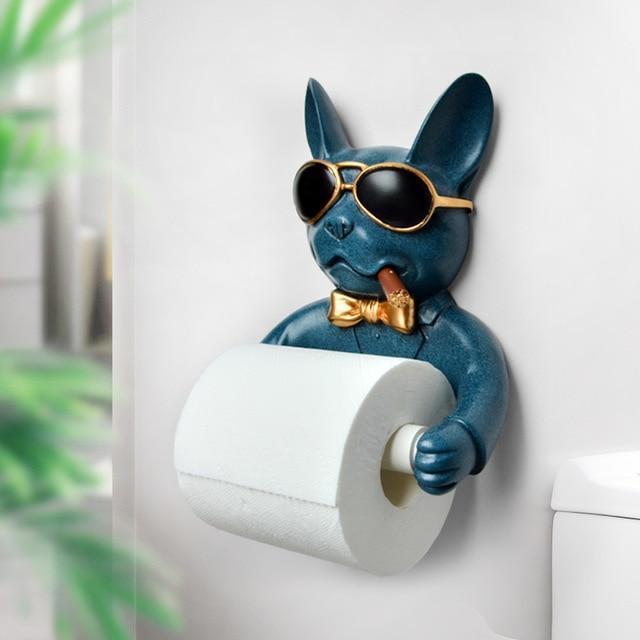 3D Animal Dog Statue Sculpture Wall Decor Tissue Holder Home Decoration Accessories Bathroom Hang Figurine Roll Paper Tissue Box