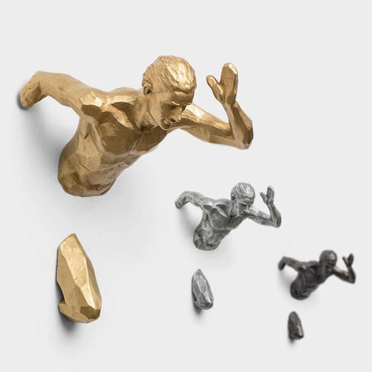 Creative Industrial Style Running Sculpture Resin Living Room Background Wall Decoration Hanging Run Figure Statue Sports Man