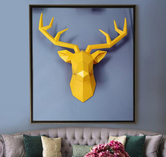 Large Size 4 Color Available New Geometry 3D Animal Deer Head Wall Decoration Head Resin Wall Ornament Xmas Gift Creative Gift