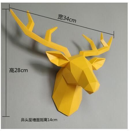 Large Size 4 Color Available New Geometry 3D Animal Deer Head Wall Decoration Head Resin Wall Ornament Xmas Gift Creative Gift