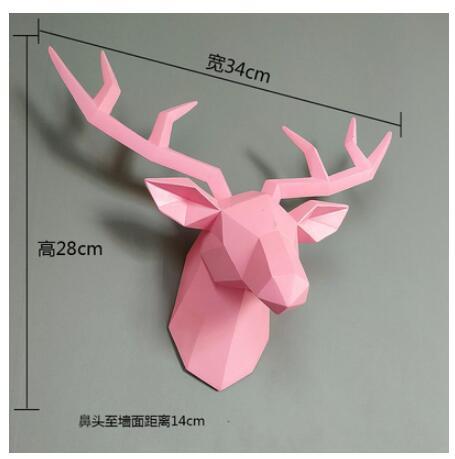 Large Size 4 Color Available New Geometry 3D Animal Deer Head Wall Decoration Head Resin Wall Ornament Xmas Gift Creative Gift