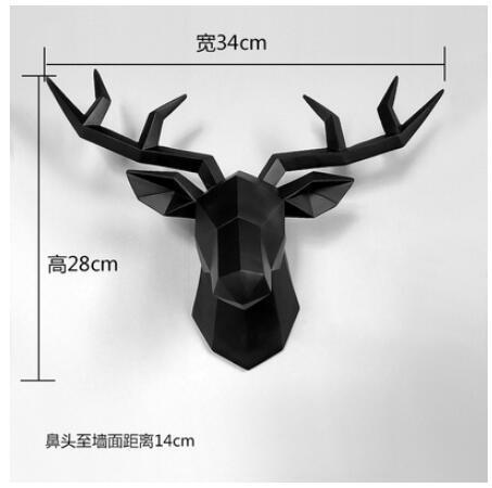 Large Size 4 Color Available New Geometry 3D Animal Deer Head Wall Decoration Head Resin Wall Ornament Xmas Gift Creative Gift