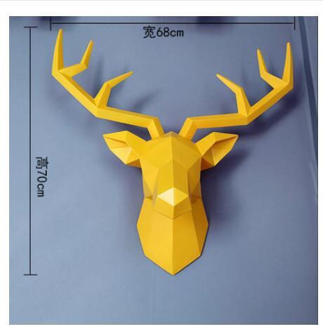 Large Size 4 Color Available New Geometry 3D Animal Deer Head Wall Decoration Head Resin Wall Ornament Xmas Gift Creative Gift