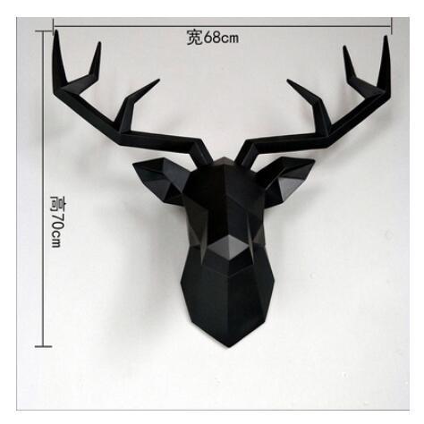 Large Size 4 Color Available New Geometry 3D Animal Deer Head Wall Decoration Head Resin Wall Ornament Xmas Gift Creative Gift