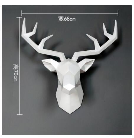 Large Size 4 Color Available New Geometry 3D Animal Deer Head Wall Decoration Head Resin Wall Ornament Xmas Gift Creative Gift