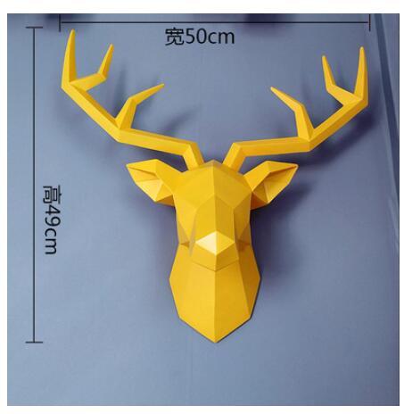 Large Size 4 Color Available New Geometry 3D Animal Deer Head Wall Decoration Head Resin Wall Ornament Xmas Gift Creative Gift