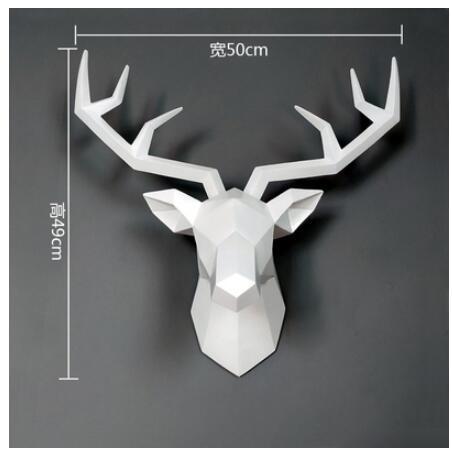 Large Size 4 Color Available New Geometry 3D Animal Deer Head Wall Decoration Head Resin Wall Ornament Xmas Gift Creative Gift