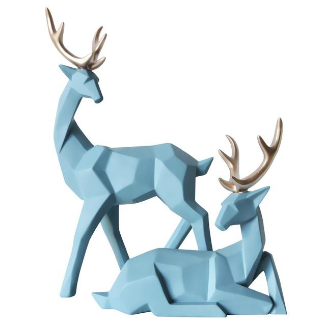 Cerf porte-bonheur créatif en résine | Style nordique 3D, géométrie solide, ornements d'artisanat pour décoration, Figurines de bureau