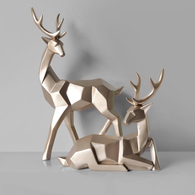 Cerf porte-bonheur créatif en résine | Style nordique 3D, géométrie solide, ornements d'artisanat pour décoration, Figurines de bureau