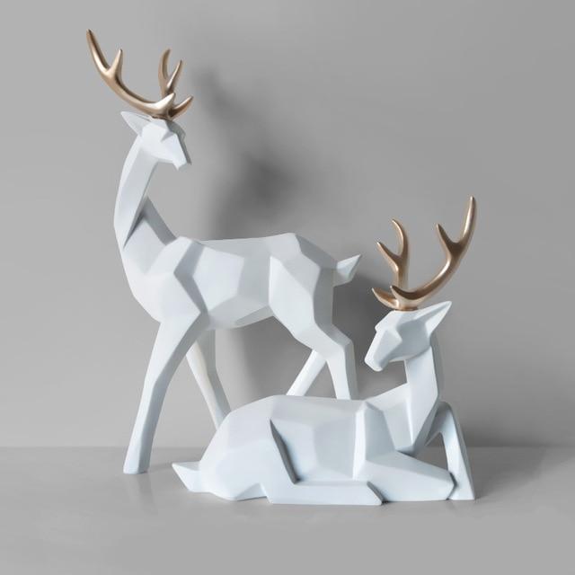 Cerf porte-bonheur créatif en résine | Style nordique 3D, géométrie solide, ornements d'artisanat pour décoration, Figurines de bureau