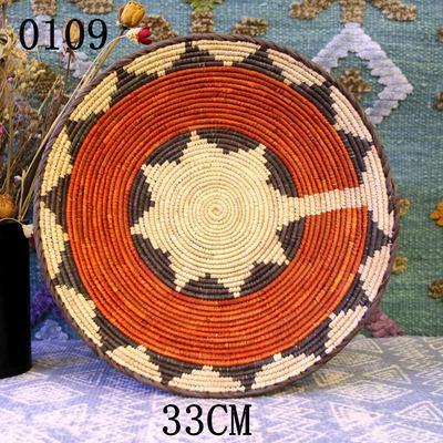 30 cm-39 cm Round Rustic Hand-woven Straw Designer Model Room Background Wall Hanging Decoration Fruit Plate Bowls