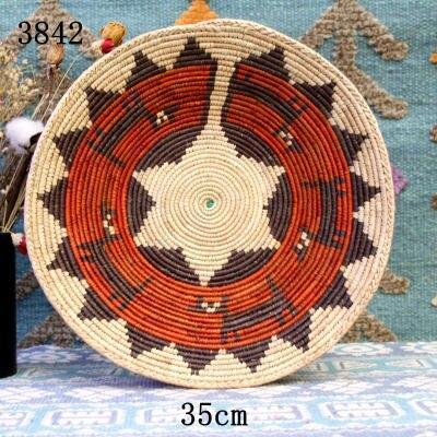 30 cm-39 cm Round Rustic Hand-woven Straw Designer Model Room Background Wall Hanging Decoration Fruit Plate Bowls