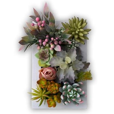 Artificial Fake Plants Decor  3d Wall Hanging Simulation  Succulent Green Plant Flowers Wall Decoration Home Indoor Wall Bedroom