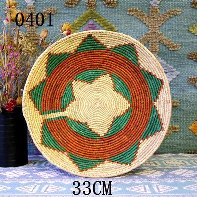 30 cm-39 cm Round Rustic Hand-woven Straw Designer Model Room Background Wall Hanging Decoration Fruit Plate Bowls